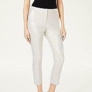 NWT Metallic Foiled Silver Shimmer Straight Pants
